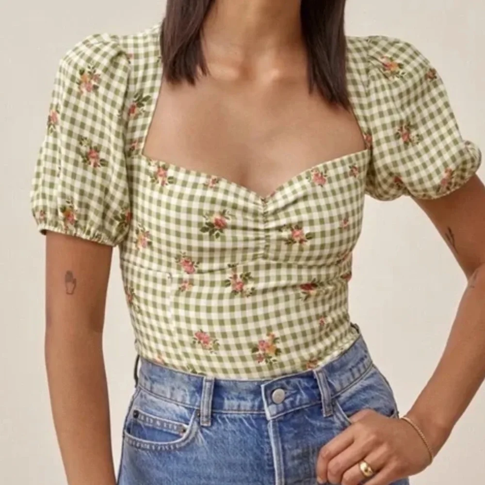 Reformation‎ Marmalade Gingham Floral Top